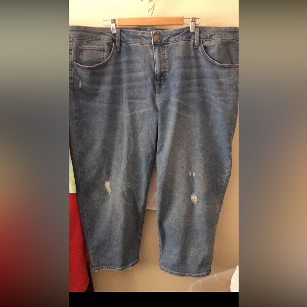 NWT high-rise stretch denim slim straight crop pants 26 W (4XL)